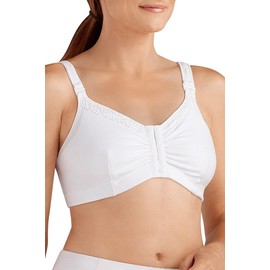 Amoena Women's Hannah Front Closure Wire Free Comfort Bra,White,Small C/D (32/34)