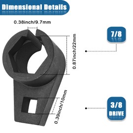 Automotive O2 Oxygen Sensor Socket Offset Wrench Remover Tool, 3/8-Inch Drive, 7/8-Inch (22mm), Wire Gate Accesses Sensor from Side, Preventing Damage to Wires, Universal for Most Models