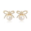 14K Gold Plated Bow Earrings for Women with Cubic Zirconia