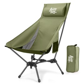 AuraroTrail Triangle Base High Back Folding Chair - Adult Portable Camping Chair, Heavy Duty Beach Chair with Carry Bag, Compact Lawn Chair for Hiking, Backpacking and Outdoor Gear (Green)