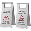 Kigley 2 Pcs Wet Floor Sign, 17 Inch Stainless Steel
