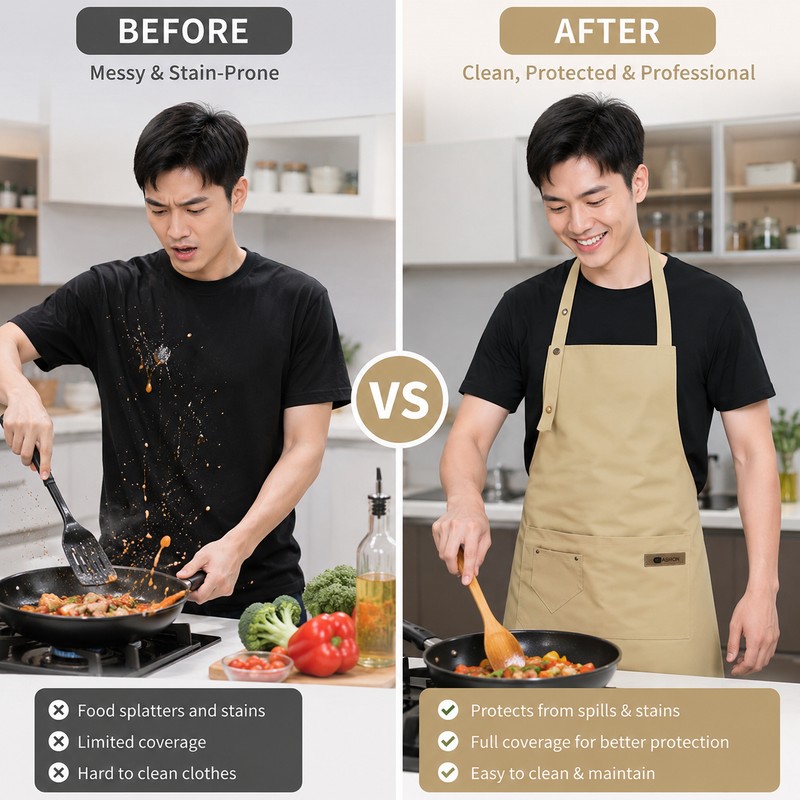 Canvas Work Apron for Cooking and Crafts – Adjustable Cross-Back