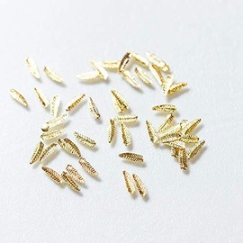 Studded Metal Parts [Pearl Stone Mail Order MK] Classic Motif, Feather Feathers, Approx. 50 Capsules (0.2 x 0.06 inches (5 x 1.5 mm), Carefully Selected Parts, Handmade Accessory, Nail