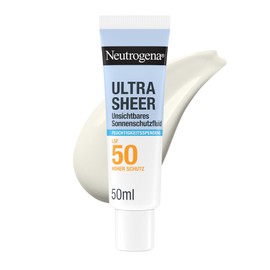 Neutrogena Ultra Sheer Invisible Moisturising Sun Protection Fluid SPF50 (50ml), High UVB/UVA Protection, Vitamin C & E, Panthenol & Pro-Ceramides, 24h Moisture, Non-Greasy, Waterproof