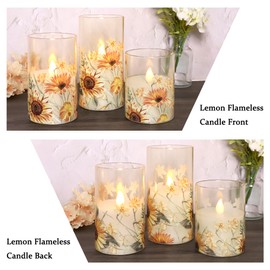 MELTONE Sunflower Flameless Candles Remote Real Wax Flickering Battery Operated Glass Candles - Home Party Bedroom Birthday Christmas Spring Decorations