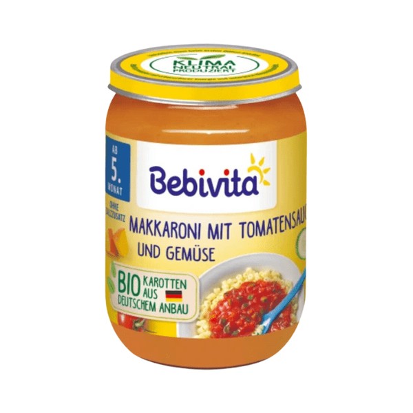 Bebivita Menü Makkaroni mit Tomatensauce und Gemüse, ab dem 5.Monat 190 g