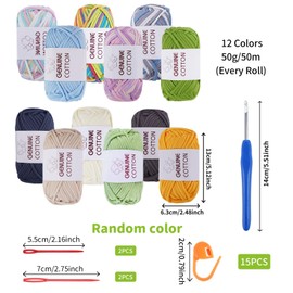 FOGAWA Chunky Yarn for Crochet 12x50g Easy Crochet Yarn for Beginners Cotton Yarn Amigurumi Yarn Thick Wool for Crafts Knitting with 4mm Crochet Hook 4 Plastic Needles 15 Stitch Markers