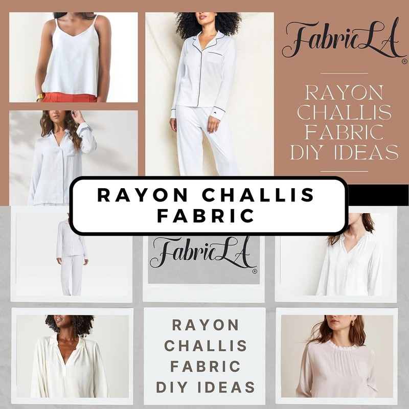 FabricLA Rayon Challis Fabric | 58" Width (2 Yard, White)