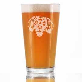 Happy Beagle Face Pint Glass for Beer - Fun Dog Themed Decor and Gifts for Moms & Dads of Beagles - 16 oz Glasses