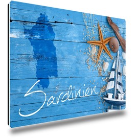 TRIOSK Fridge Magnets Italy Magnet Island Sardinia Saying Souvenir Gift Mediterranean for Travel Lovers Women Men Globetrotters Fridge Strong Square Large 85 x 55 mm