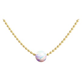 Opal Necklace | Dainty Choker Necklaces for Women | Opal Necklaces for Women | 14k Gold Dipped Ball Chain Necklace, Single Fire Opal Necklace | Celebrity Approved, Gold Choker Necklace | Opal Jewelry for Everyday Look