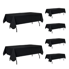 Enjoyidea Vinyl Tablecloth with Flannel Backing-6 Pack Black 60x102 Inch Outdoor Waterproof Rectangle 6 Foot Plastic Table Cloths Sheets-Wipeable Heavy Duty Oilcloth for Picnic Party Camping Dining