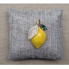 Stainless Steel Fruit Lemon Yellow Leaf Brooch with Rhinestones and