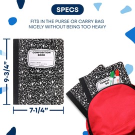 Marble Composition Notebook Wide Ruled Black and White Composition Books 100 Sheets (4 Pack) - By Enday