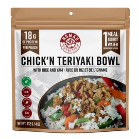 Nomad Nutrition Chick'n Teriyaki Bowl | Instant Freeze Dried Backpacking & Camping Food | Plant-Based, Non-GMO Hiking Meals with High-Energy, Vegan | 112g - 1 Pack