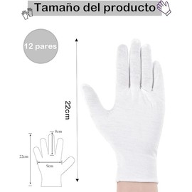 JIAQCN 12 Pares Guantes Blancos, Guantes De Algodon, Se Puede Utilizar En Conserjerías, Uniformes Policiales, Restauración, Desfiles, Inspecciones, Magos, Bandas, Banquetes, Archivos, Etc