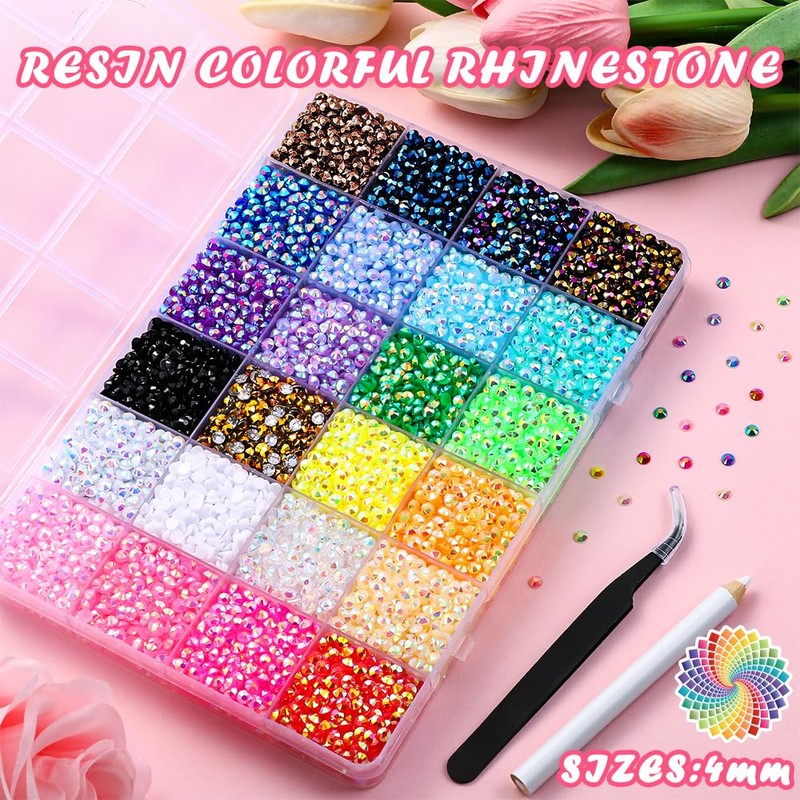 JOLCEEY Nail Art Rhinestones 4mm Bedazzling Kit Flat Back Gems