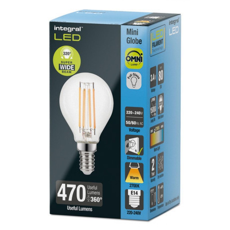 Integral ILGOLFE14D060 3.4w Filament LED Golf Ball, dimmable, 2700K, E14,