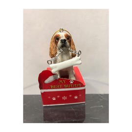 E&S Pets My Best Buddy Cavalier King Charles with Bone Christmas Ornament