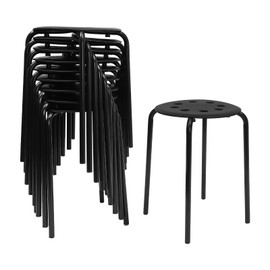 DNYSYSJ 17Pcs Stacking Stools Set with Metal Frame 17.72'' Portable Stackable Plastic Backless Stool with Round Top for Adult Office Home Kitchen
