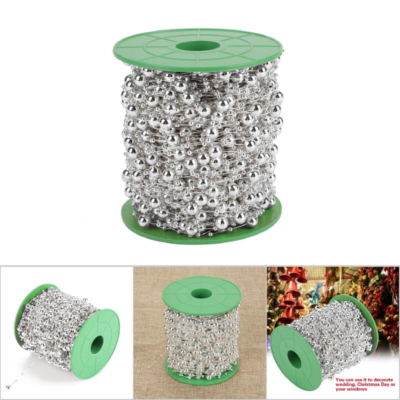 60m/roll Electroplating Pearl Wire Beads Garland String DIY Wedding Decoration