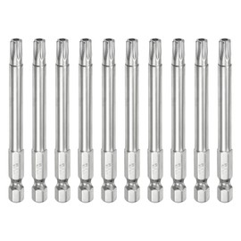 HARFINGTON 10pcs T30 Security Torx Bit 1/4" Hex Shank 3" Long S2 Steel Magnetic Tamper Resistant Star Bits Screwdriver Torx Head with Hole for Driver Drill Bits Remove Fastening Screws