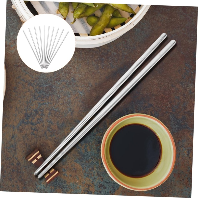 BIUDECO 5-Pair Non-Slip Chopsticks Set Stainless Steel Tableware for Home