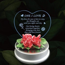 One I Love Heart Shape LED Light Gift BF GF Husband Wife Girlfriend Boyfriend Present with Wonderful Poem