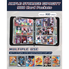 for 9 Pocket Trading Card Binder for 900 Cards - Large Capacity Card Collection Album Folder Double Sided Pocket with Zipper Basketball Design for Men Boys Teens for Sports Cards Game Cards