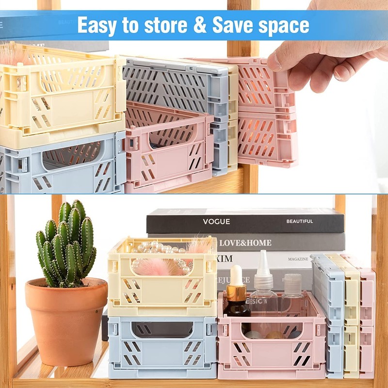 Sturdy Folding Crate, Pack of 4 Folding Baskets, Storage Basket,
