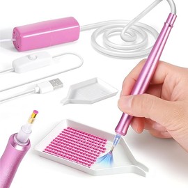PP OPOUNT Electric Diamond Art Painting Pen - Vacuum Diamond Art Pen with Storage Tray, Long-Lasting and Stable (Pink)