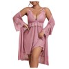 GORGLITTER Women's Plus 2 Piece Robe Pajamas Set Lace Cami