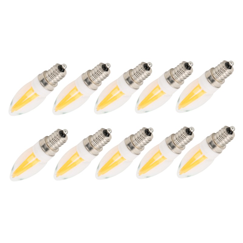 10Pcs E12 Long Filament Light Bulbs 3W AC110V Chandelier Ceiling