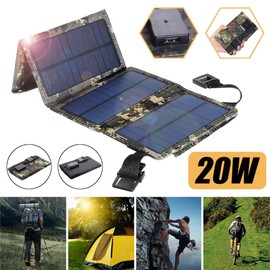 20W Outdoor Camping Hiking USB Solar Panel Portable Solar Power Recharger Mobilephone Recharging Tool Folding Removable Solar Panels