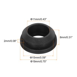 MECCANIXITY 10Pcs Snap Rubber Grommet Plug Mount Dia 15mm ID 11mm Narrow Groove Width 2mm Seal Anti-Scratch for Electrical Box Cable Pipes Black