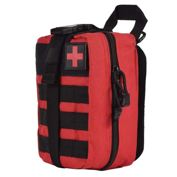 Wolike First Aid Bag Empty Tactical Emergency Survival Kit Outdoor Travel Molle Rip Away EMT Multi Bag for Multipurpose Medical Waist Bag Military Accessories (Red)
