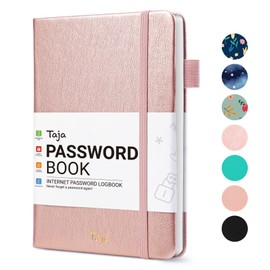 Taja Password Keeper Book with Alphabetical Tabs, Small Password Books for Seniors, Password Notebook for Internet Website Address Log in Detail, Password Logbook to Help You Stay Organized - Rose Gold