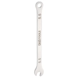HARFINGTON Thin Combination Wrench Metric 5.5mm 6-Point Ended Box 15 Degree Offset Open End Stainless Steel, Silver Tone