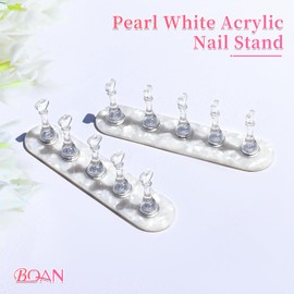 BQAN 2 Set Nail Stand for Press Ons, Magnetic Nail Holder for Painting | Display | Fake Nails Practice with 200 Pcs Adhesive Tabs, Nails Art Tools Homes and Salons Use Pearl White -1