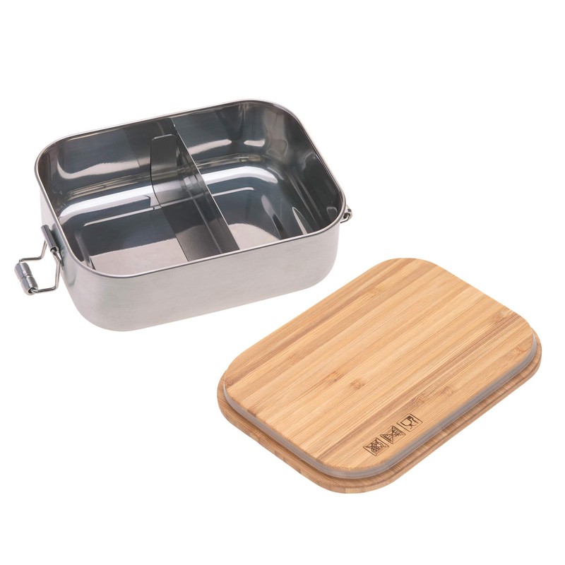 LÄSSIG Children's Lunch Box Stainless Steel and Bamboo Breakfast Box