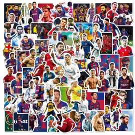 Yuyul 100Pcs Soccer Stickers, Soccer Player Star World Cup Football Waterproof Stickers, Vinyl Sticker Pack for Water Bottles Scrapbooks Laptop Adults Teens Gifts