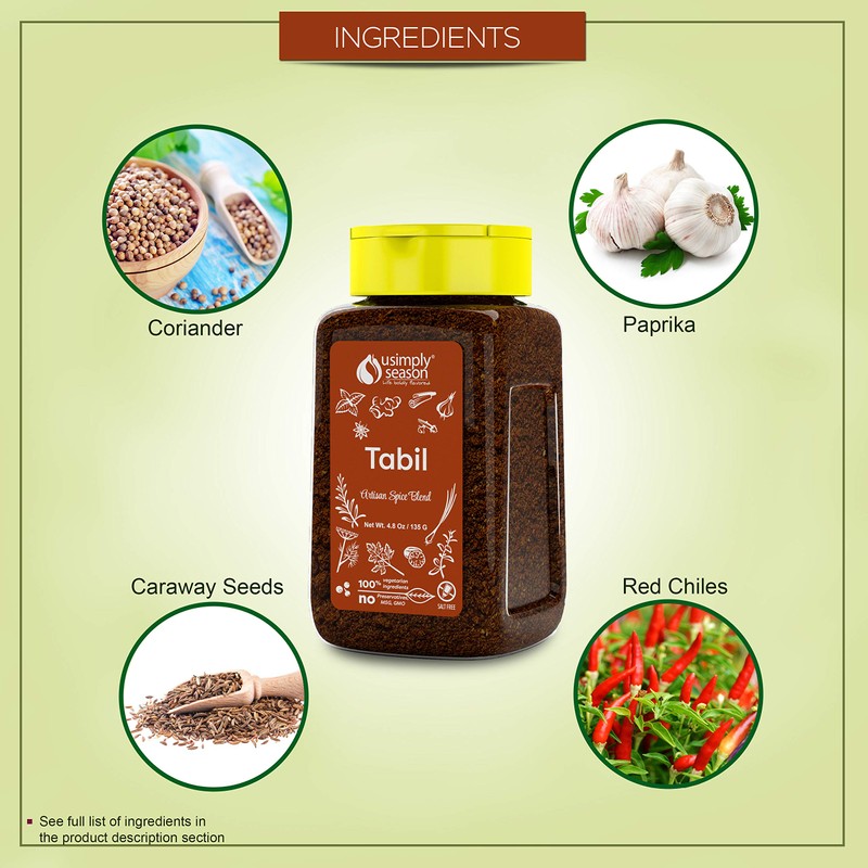 USimplySeason Tabil Spice (4.8 oz) - Tunisian-Inspired Blend for Robust