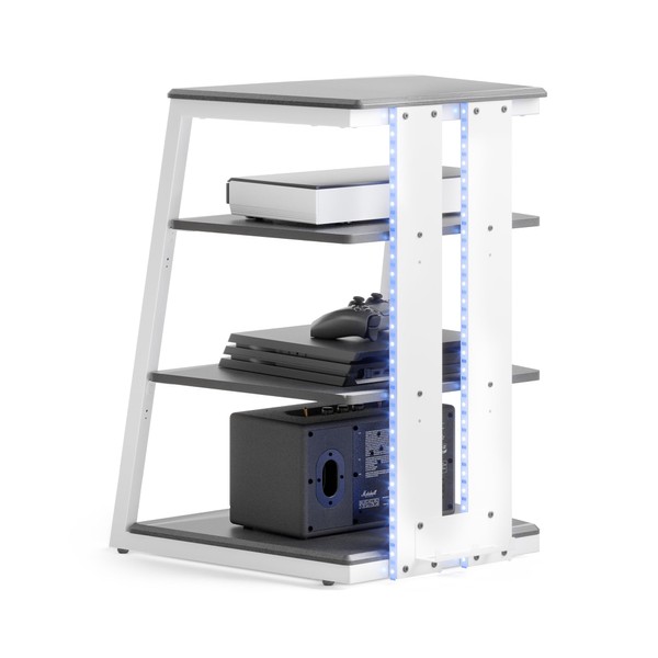 FITUEYES Design 4-Tier AV Media Stand with LED Lights, Wooden