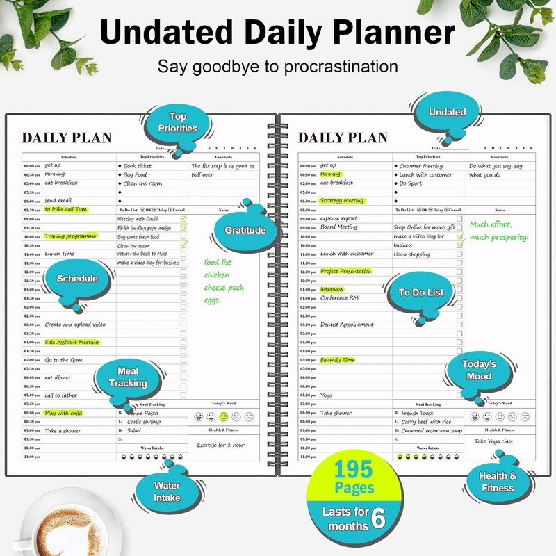 Asten Planner Undated, Asten Daily Planner Agenda with To Do