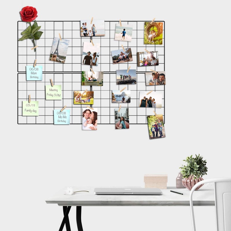 Kakivan Wire Wall Grid Panel for Photo Display, DIY Iron