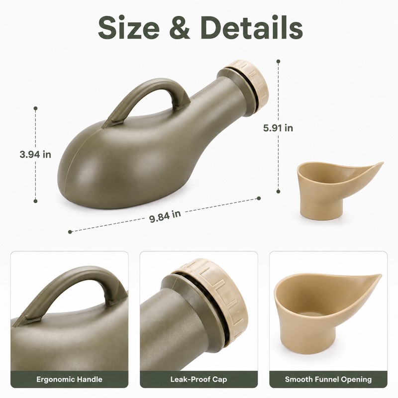 1000ml Portable Urinal Bottle – Reusable Unisex Travel and Camping