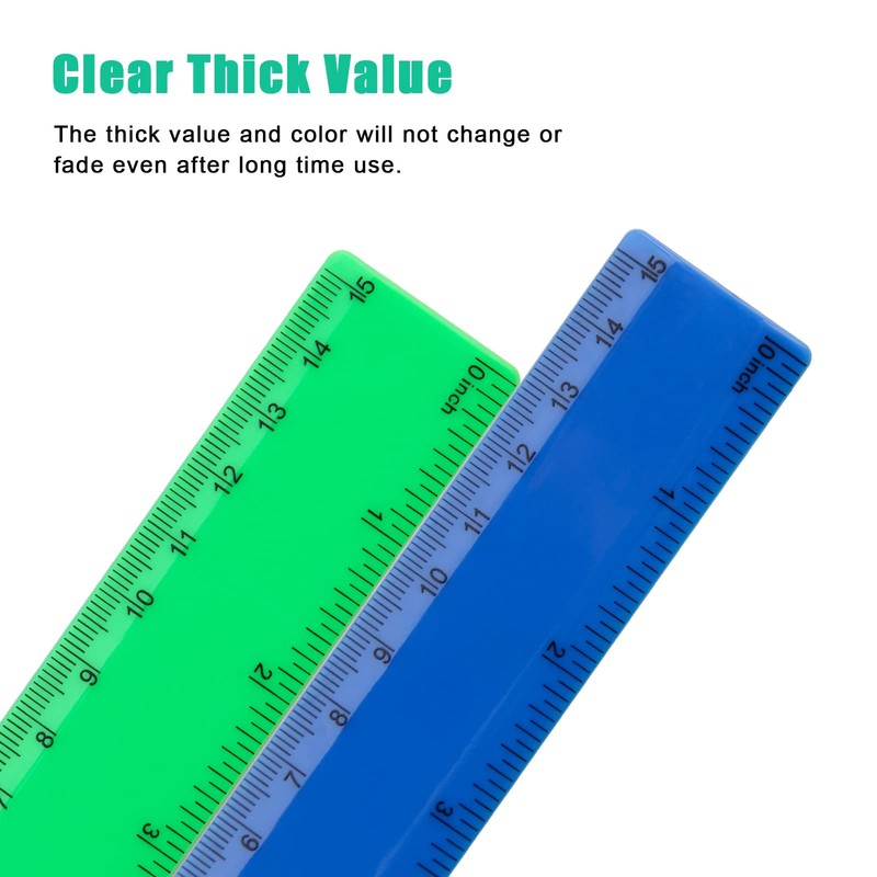 15cm Ruler Pack, Windspeed 20Pcs Colorful Rulers Straight Rulers with
