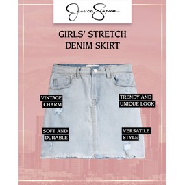 Jessica Simpson Girls' Skirt - Denim Skirt with Pockets - Distressed Jeans Skirt for Girls (4-16), Size 5, Light Vintage Wash