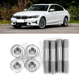 4pcs Exhaust Manifold Studs, M8 Manifold Studs Exhaust Manifold Stud Bolt Kit M8x1.25 42mm/1.65in T25 T28 Stainless Steel Exhaust Manifold Stud and Nut Car Exhaust System