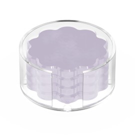 GRAHAM DESIGN Scalloped Acrylic Drink Coaster Set 4‑Pack with Holder – Light Purple Minimalist Beverage Coasters, Non‑Slip Table Protector, Modern Housewarming Gift